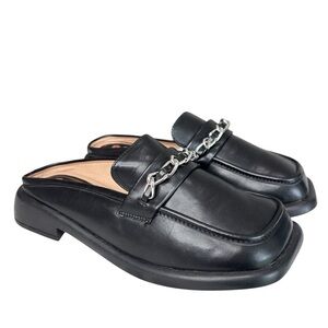 FitVille Comfort Mules Queenly Loafer Black Sz 8.5 Dress Shoes Vegan Chunky